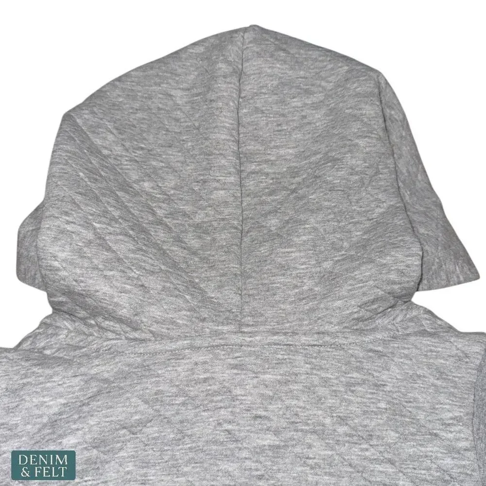 Alo Yoga Quilted Cropped‎ Arena Hoodie Gray Diamond Knit Pullover Gym Sweatshirt